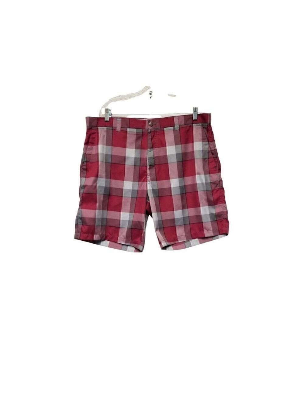 Callaway Men's Golf Performance Red/Gray Shorts Plaid Flat Front Size 40